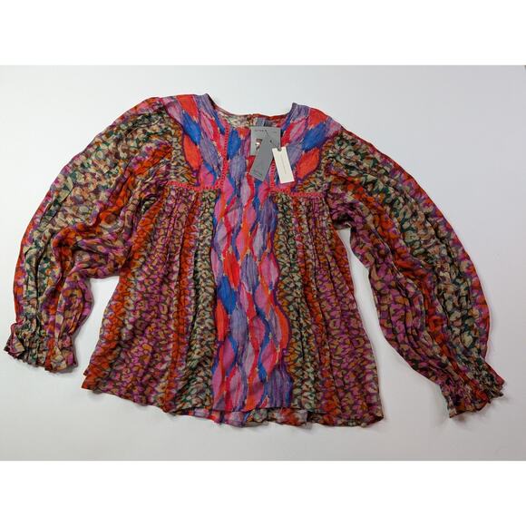 nwt ANTHROPOLOGIE BL-NK LONDON sz M Miranda Peasant Blouse - Picture 4 of 13